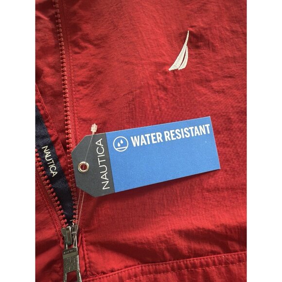 NWT Nautica Red Water Resistant Hooded Pullover Windbreaker Men's L - Picture 6 of 10